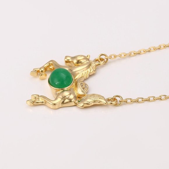 Precious Jade Horse 18KGP Necklace - Picture 4 of 9
